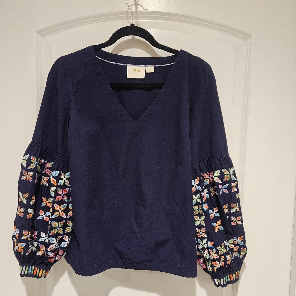 Maeve Sonja Embroidered Blouse By Anthropologie Size 6 #92-1